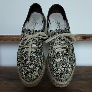 Anthropologie Gaimo Platform Espadrilles Navy Floral Flatform 40, 9.5